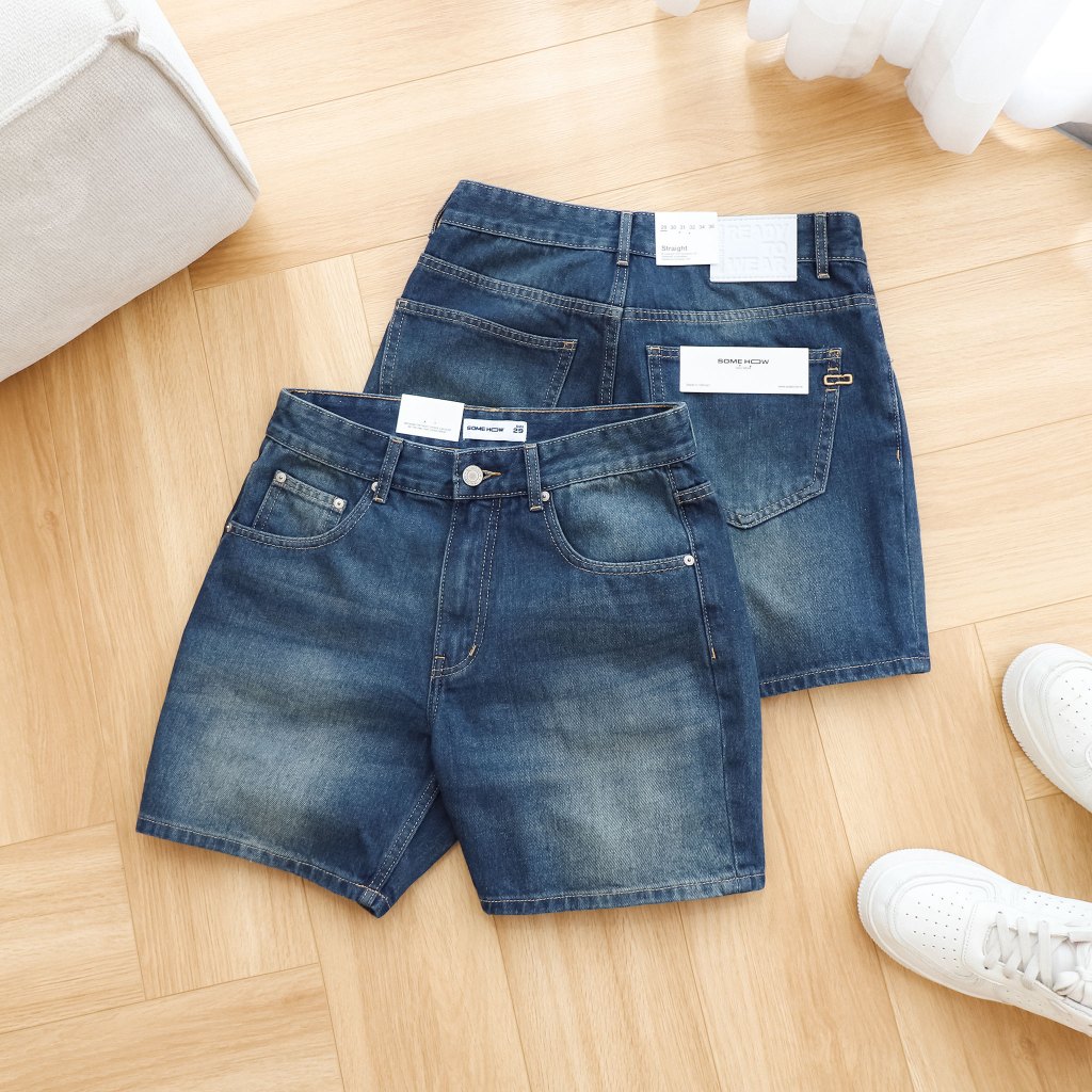 [ใหม่2] Straight Jean Rip Blue Shorts V1 สบาย Dynamic Cotton StreetStyle, QS0131 SOME HOW STORE