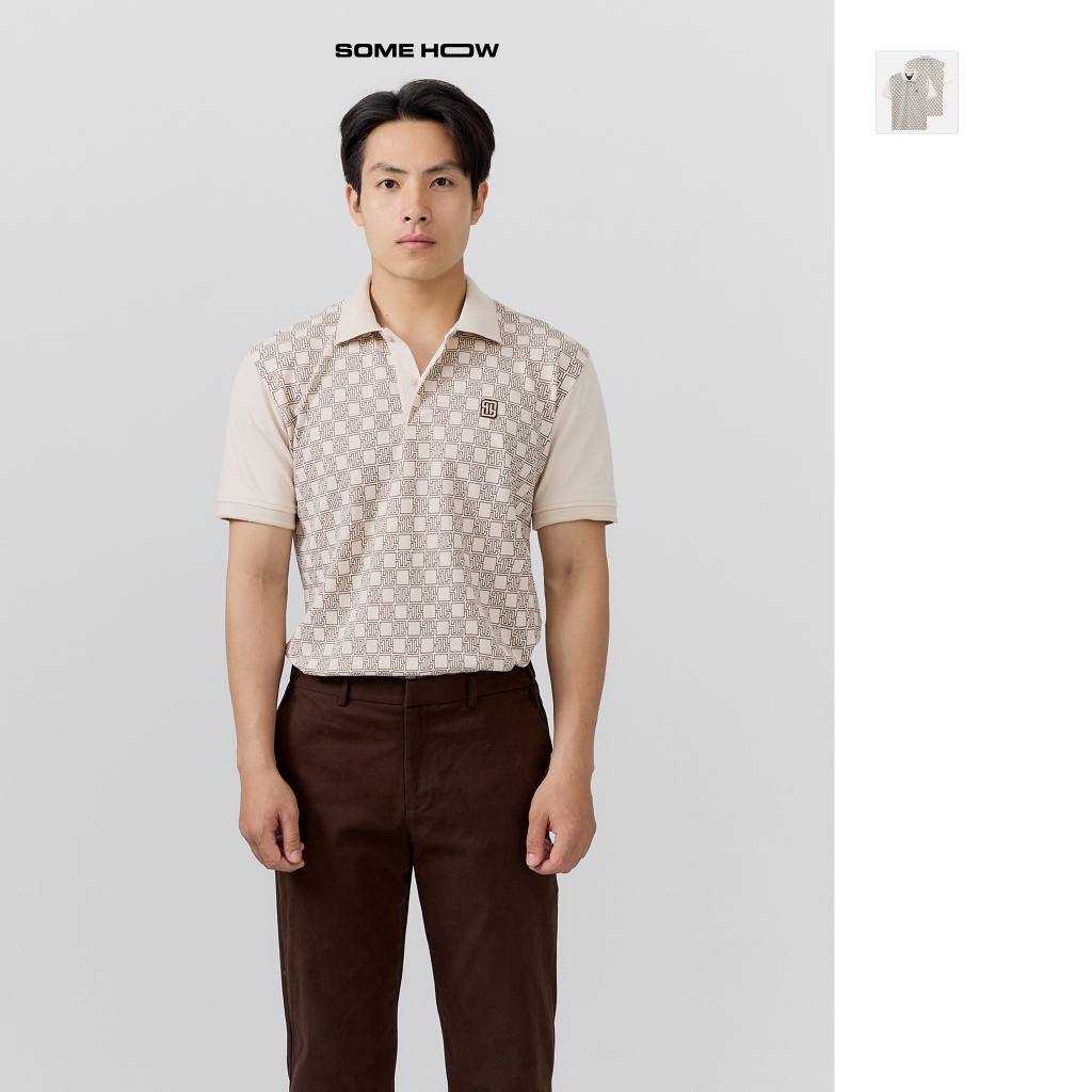 [New2] เสื้อโปโลธรรมดาพิมพ์ลายสีน้ําตาล ผ้าคอตตอน CVC ใส่สบาย PL0180 SOME HOW STORE