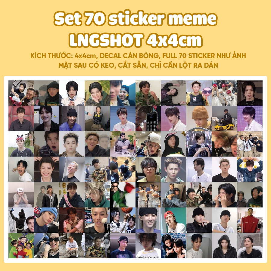 ชุดสติ๊กเกอร์ซีล LNGSHOT meme 70 ชิ้น • สติ๊กเกอร์ LNGSHOT meme ขนาด 4x4cm ตัดสําเร็จ