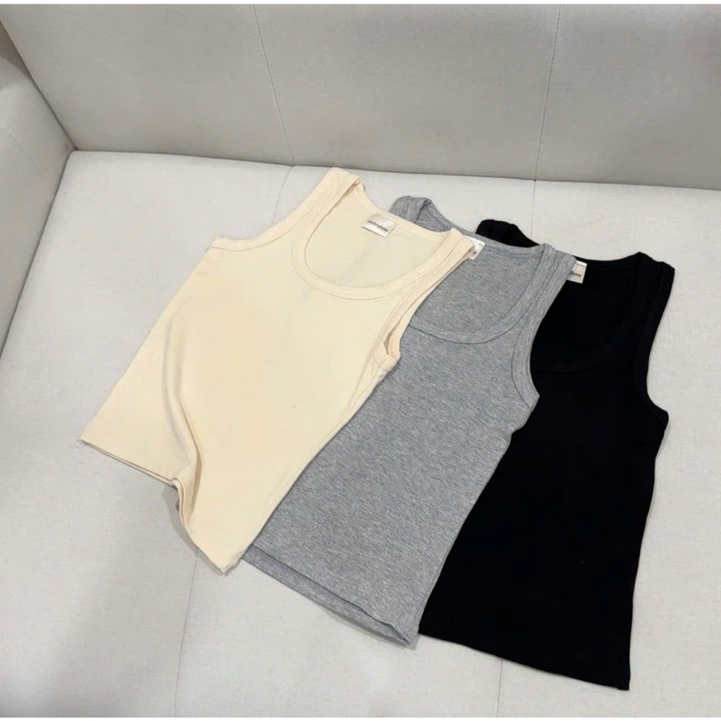 [C3] เสื้อกล้ามผู้หญิง 3 รู คอยู ทรงเข้ารูป เนื้อผ้าฝ้ายยืดหยุ่น โปร่ง โดย Clothingbynaa - C3