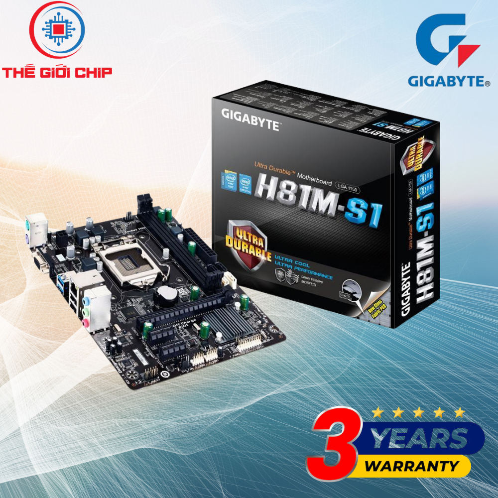 Mainboard Gigabyte H81M-S1 (Intel Socket 1150, m-ATX, 2 khe Ram DDR3) I like new Box bảo hành 36 thá