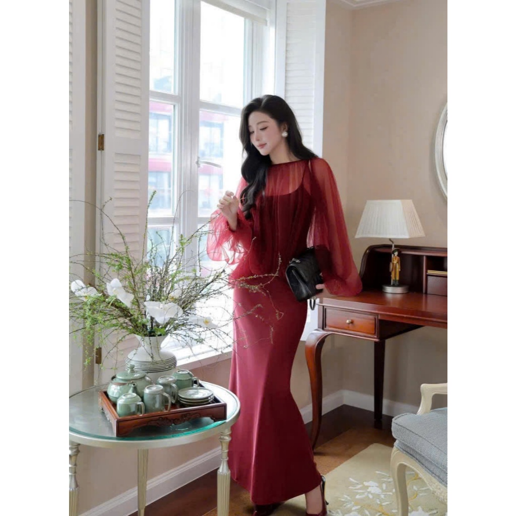 S78 SET BIGSIZE 2-STRING SHIRT MIXED WITH MESH SHIRT + SKIRT
