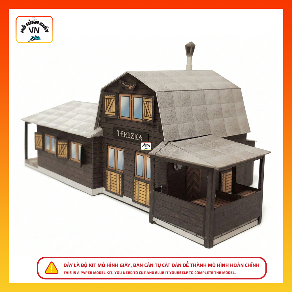 ชุดประกอบโมเดลกระดาษ Motel เช็กขนาดเล็ก (Terezka) สเกล 1/87 กระดาษคุณภาพสูง - MohinhgiayVN