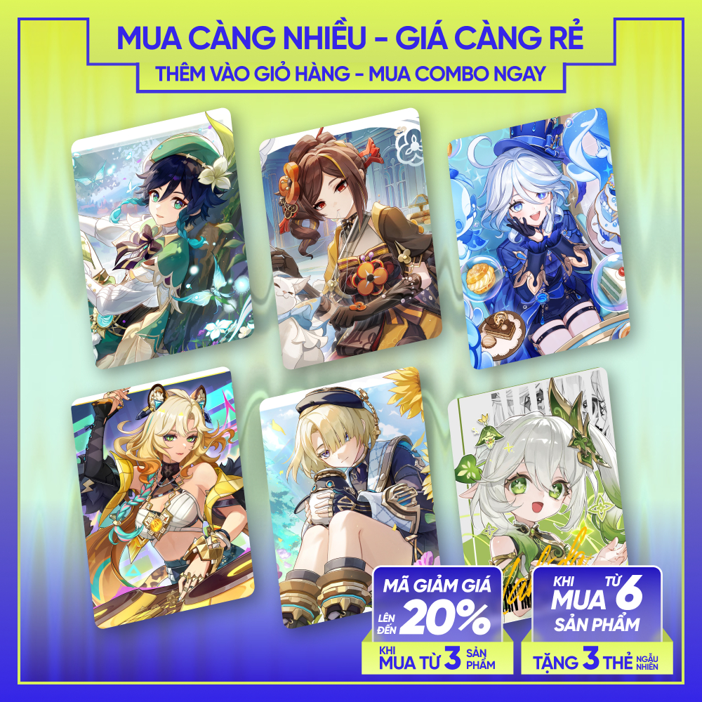 VENTI FREMINET CHIORI FURINA NAHIDA XILONEN | การ์ดตัวละคร GENSHIN IMPACT | การ์ดมุม