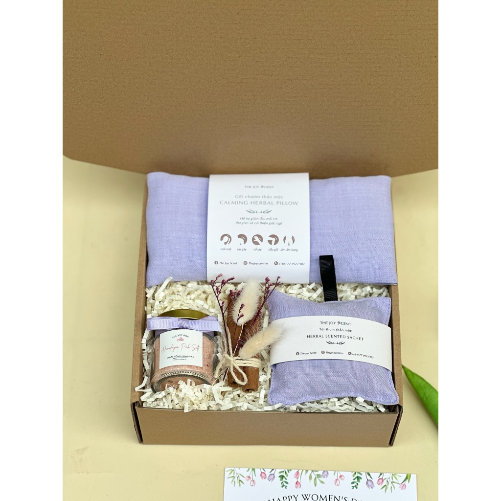 [ใหม่] ชุดของขวัญรีเฟรชสีม่วง 8/3 - หมอนสมุนไพร เกลือสีชมพู ถุงหอม - ของขวัญผ่อนคลายสําหรับลูกรัก,...