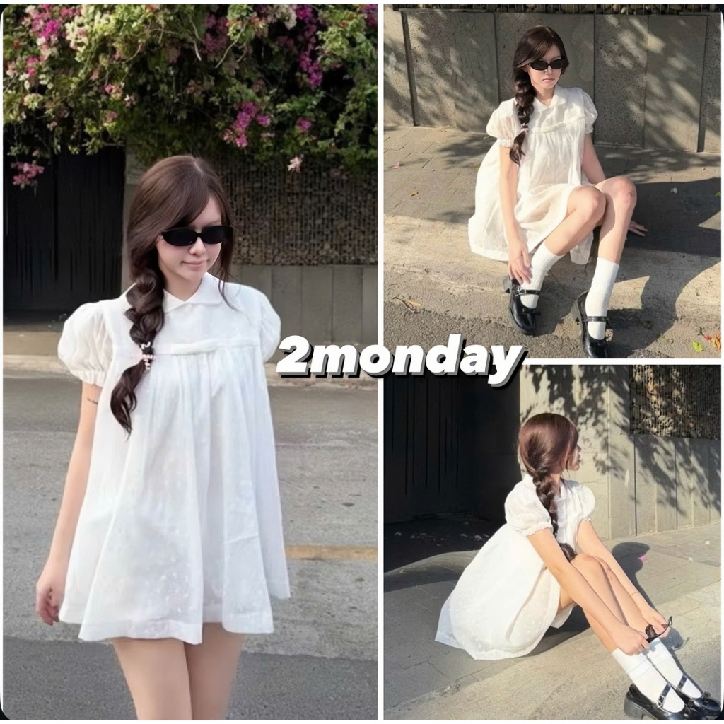 [VIDEO/ TYPE 1] SUPER BEAUTIFUL BABYDOLL FORM LADY DRESS WITH EMBROIDERED FLOWER LACE 2MONDAY V58