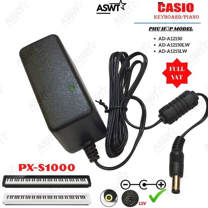 Casio PX-S1000 PX S1000 PXS1000 12V อะแดปเตอร์แปลงไฟเปียโน - 12 เดือน - เข็มขัดเต็ม