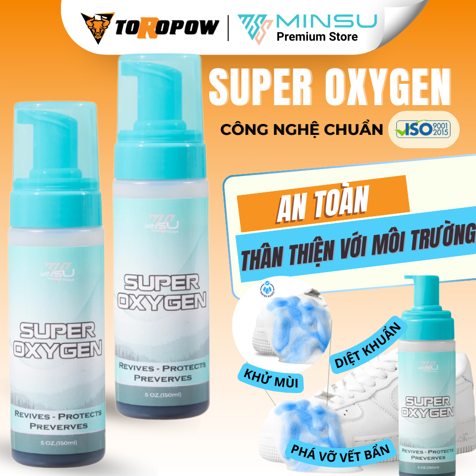 Super OXYGEN MINSU M6855 โฟมทําความสะอาด Super Fast Dry ทําความสะอาดขวดปกป้องรองเท้าจากสีเหลืองและซี