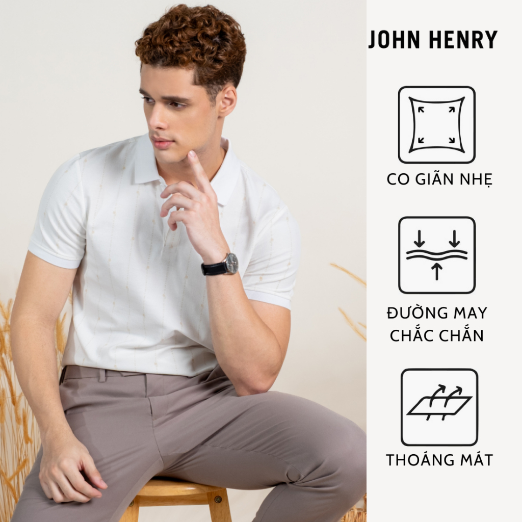 เสื้อโปโลหนุ่มสลิมฟิต KS26SS22P-SCSR-WHITE - JOHN HENRY Shop