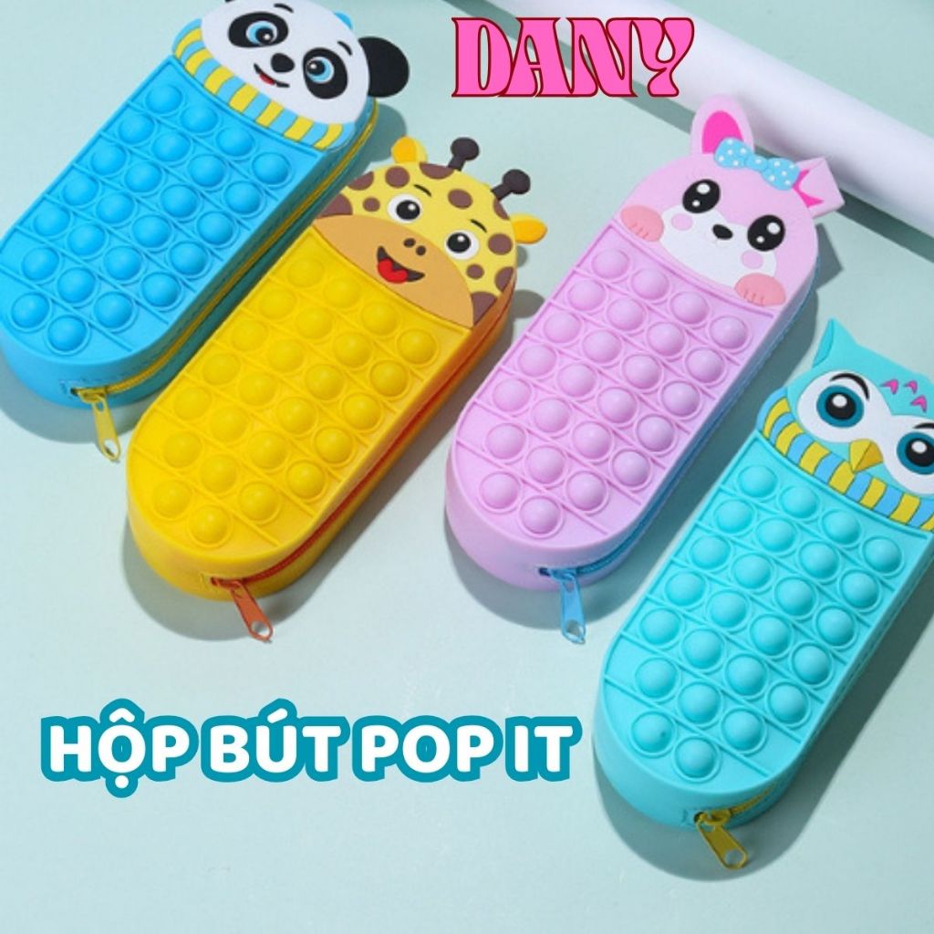 DANY POP IT PEN BOX WITH CUTE ANIMAL SHAPE, SILICONE PEN BOX สําหรับเด็ก