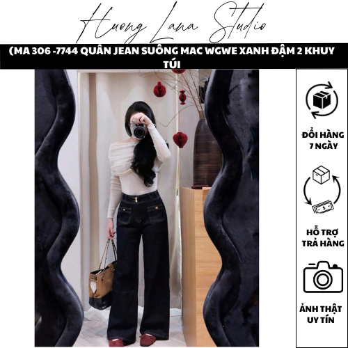 (MA 306 67744 MAC WGWE DARK BLUE STRAIGHT JEANS กระเป๋า 2 ปุ่ม