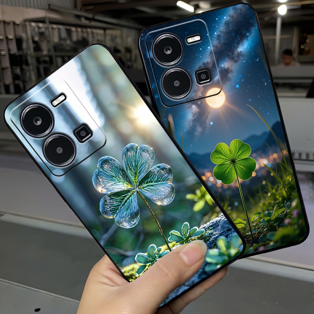 เคสสําหรับ vivo y35 4g / y55 2022 4g / y55 2022 5g พร้อมพิมพ์ลายโคลเวอร์สี่แฉกนําโชค