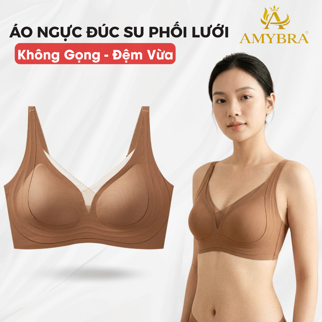 ชุดชั้นในสตรีนุ่ม V-Cup Molded Bra, ผู้หญิงบางระบายอากาศโฟม Bra AMYBRA A2377
