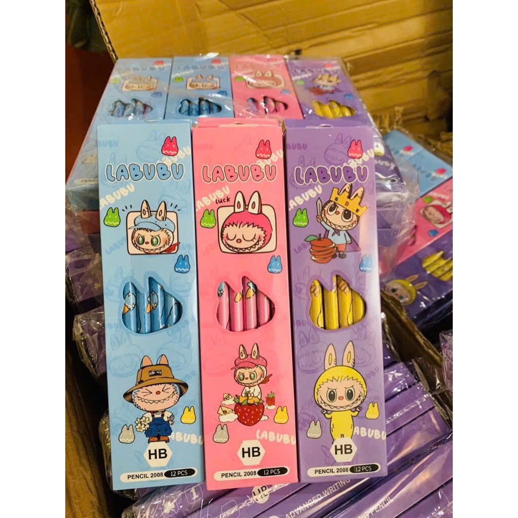 กล่องของขวัญนักเรียน HB Labubu Pencils 12 ชิ้น