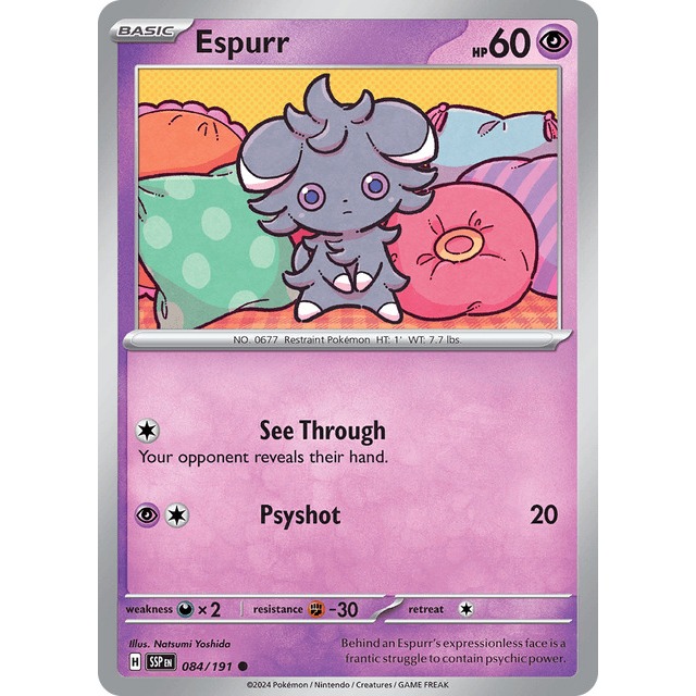 [การ์ดโปเกมอน EN] Espurr 0884/191 Surging Sparks (SSP)