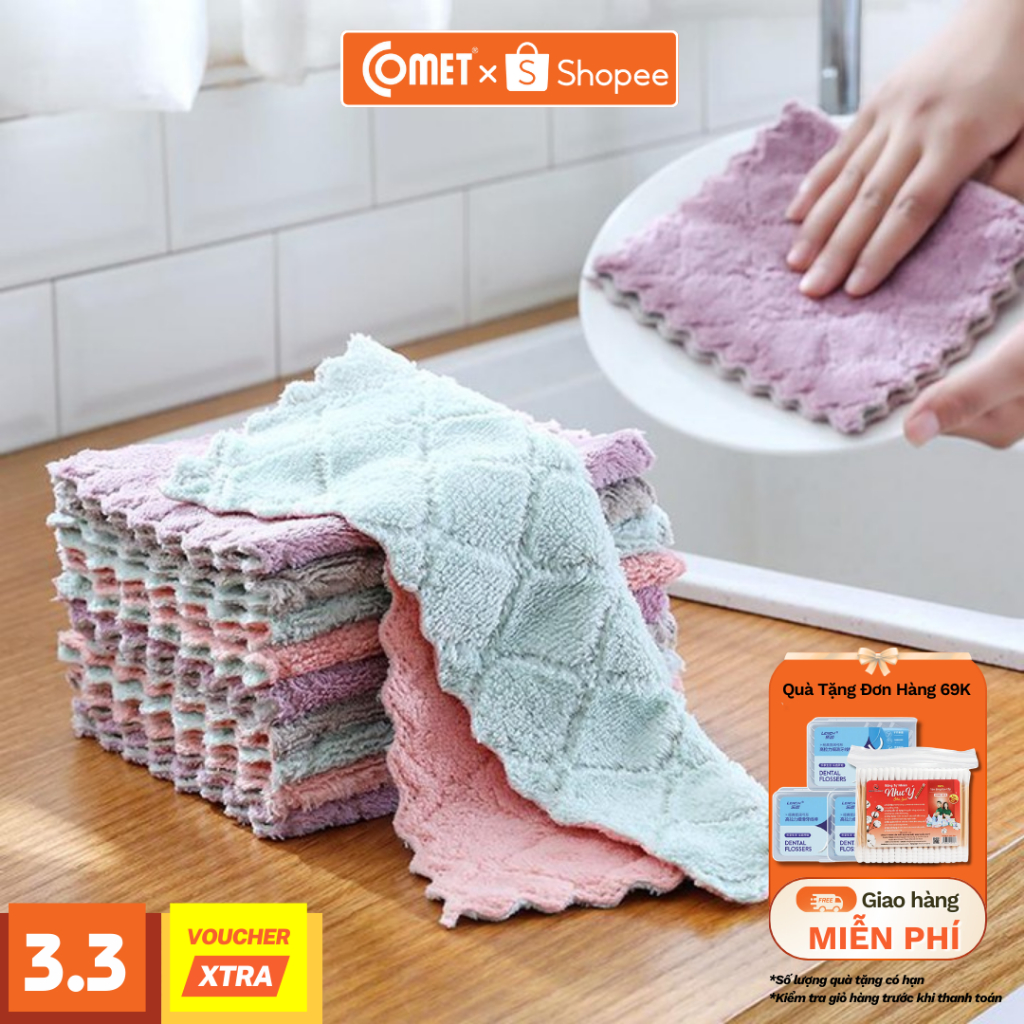 COMET ผ้าขนหนูครัวสองด้านสะดวก - ผ้าขนหนูจานอเนกประสงค์ COMBO 50 ชิ้นสําหรับการใช้งานหลายตัว