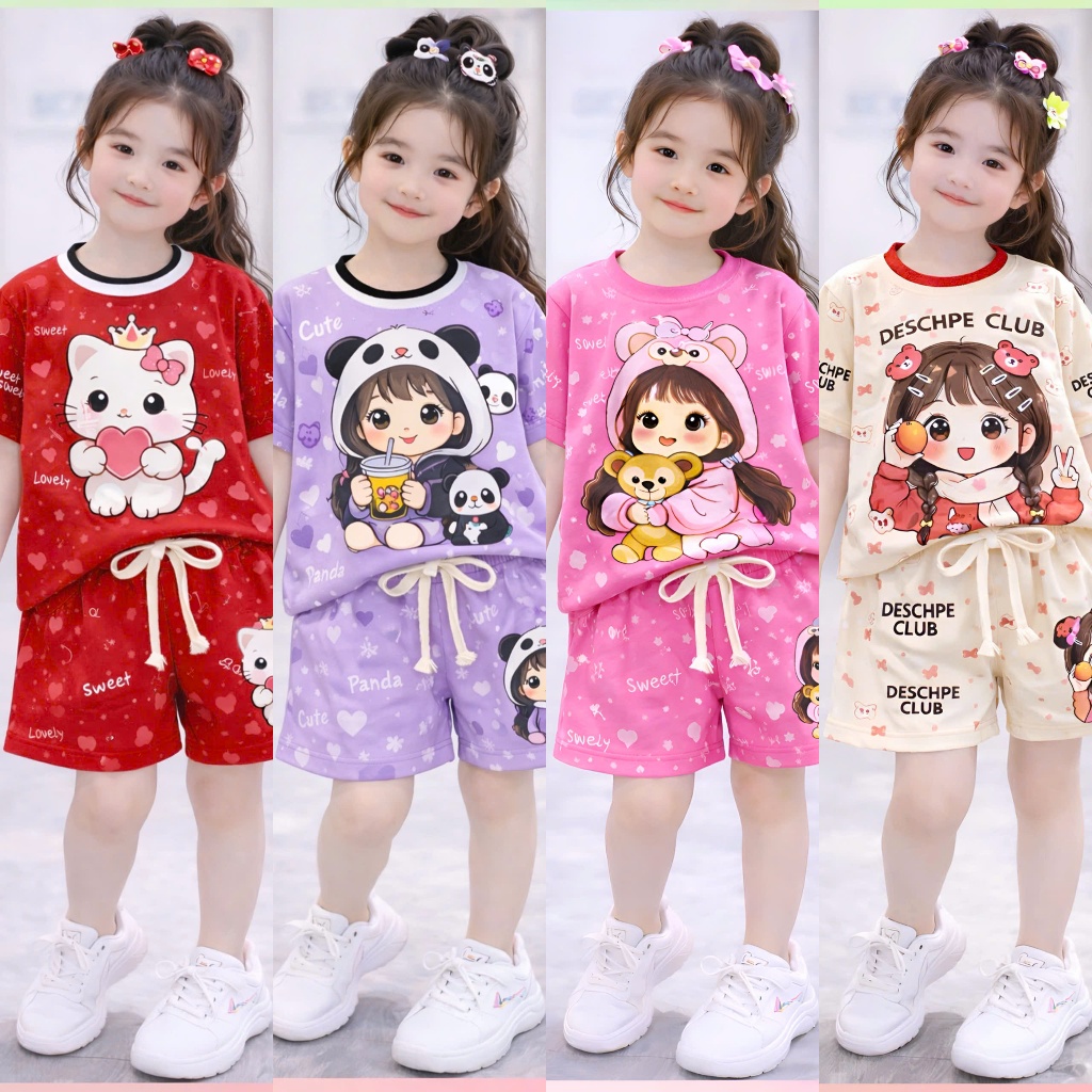 Combo 2 ชุด/Combo of 4 ชุดเด็กทารกน่ารัก (B1234) ยางยืดนุ่มสบาย - เย็นสบาย THAI ทุกขนาด 7-50kg