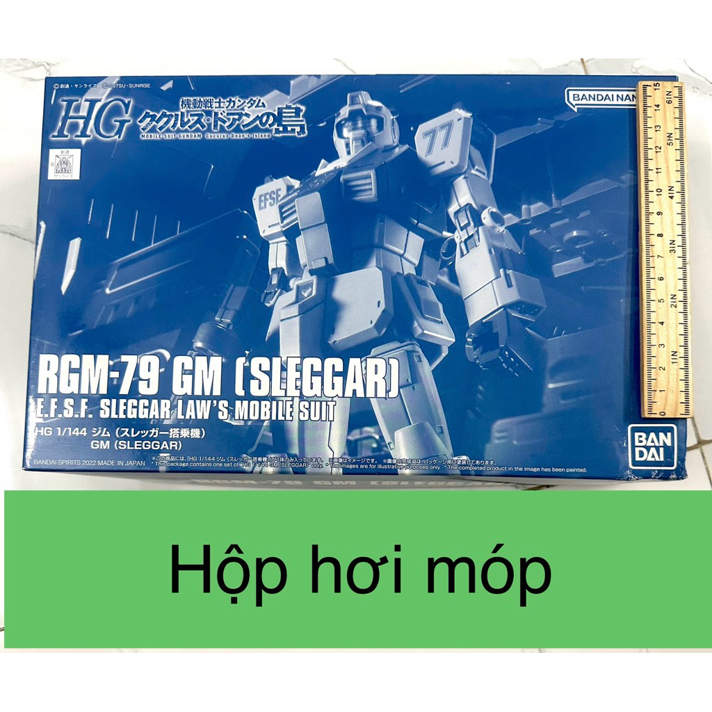 P-BANDAI HG 1/144 RGM-79 GM SLEGGAR Cucuruz Doans Island Assembly Model กล่องบุบเล็กน้อย