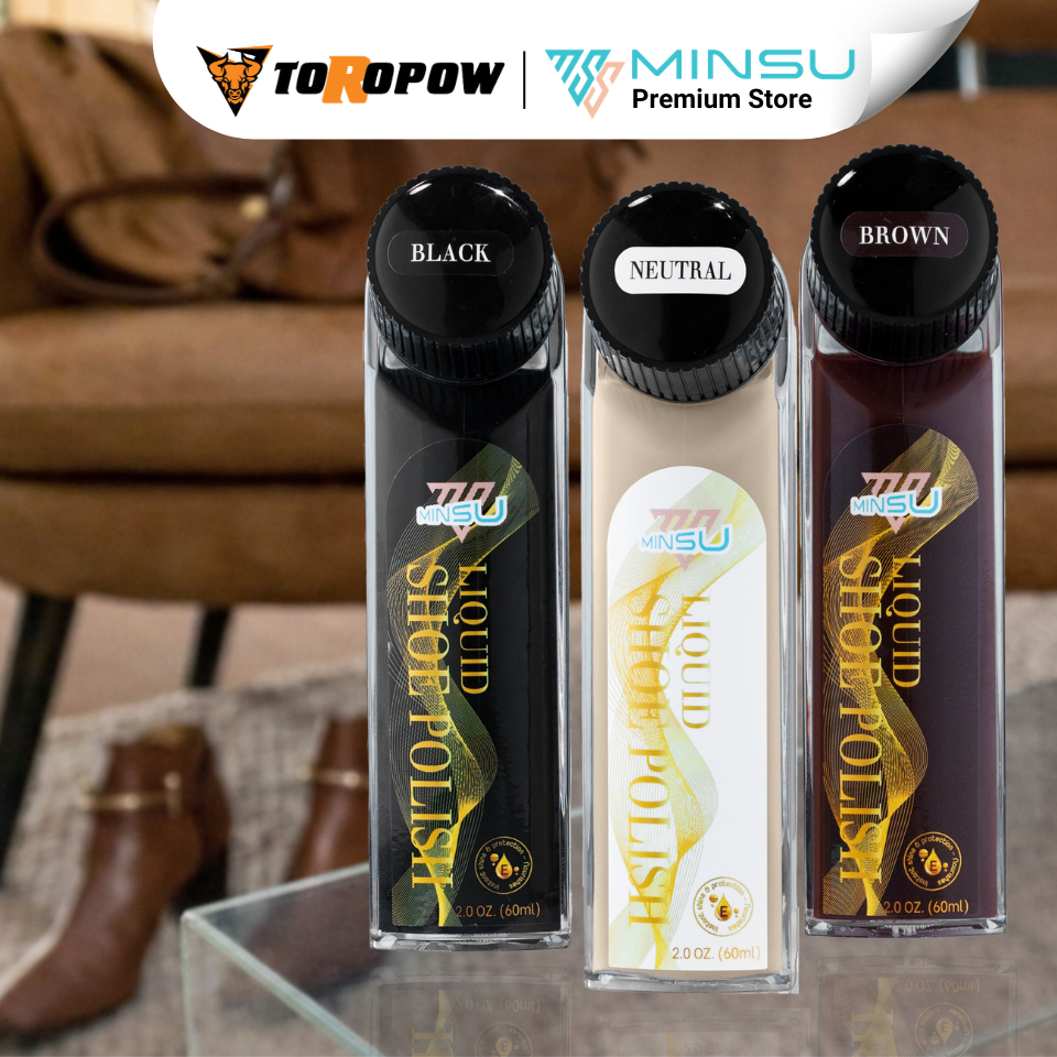 MINSU Liquid Shoe Polish M7938 คืนสี ขัดเงา ครีมนวดผม & ปกป้องรองเท้าหนัง กระเป๋าหนัง ภายในรถยนต์
