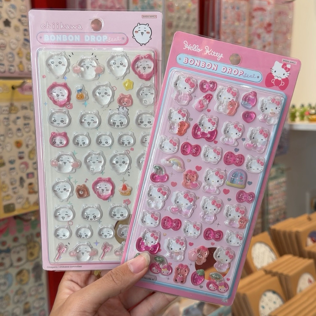 สติ๊กเกอร์ - BONBON DROP 3D Embossed Sticker Sheet Glitter Cartoon