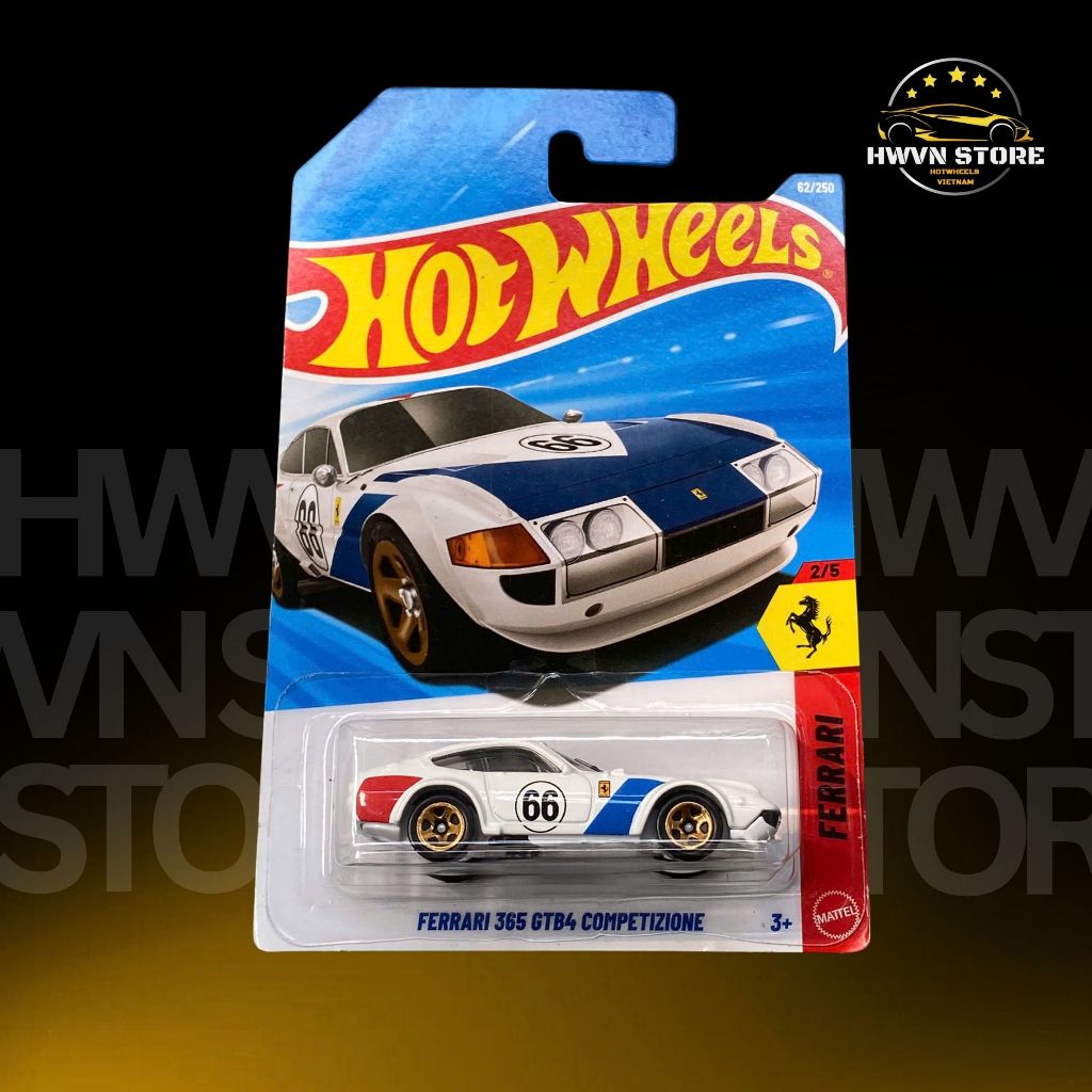 Hotwheels Ferrari 365 GTB4 Competizione รถโมเดลสีขาว
