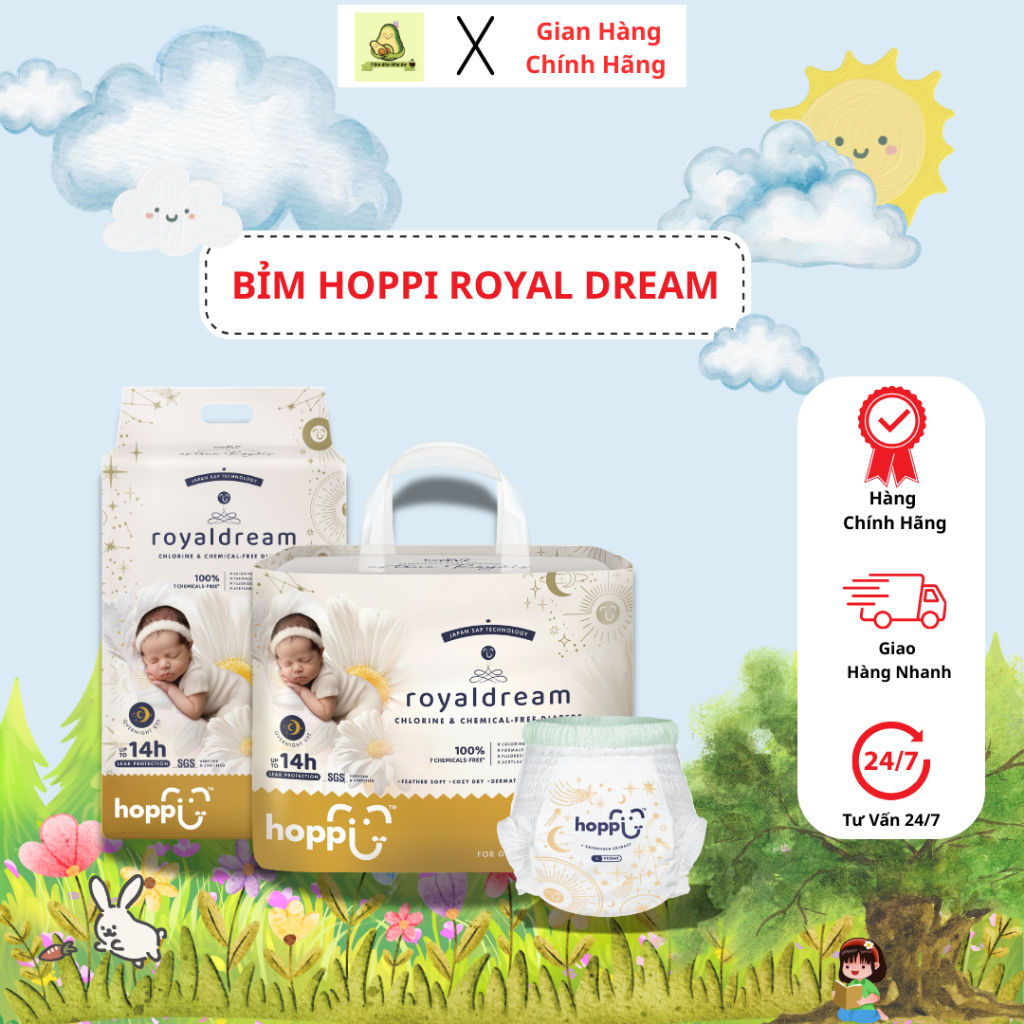 Hoppi Royal Dream ผ้าอ้อมขนาดบางและเบา NB-2XL
