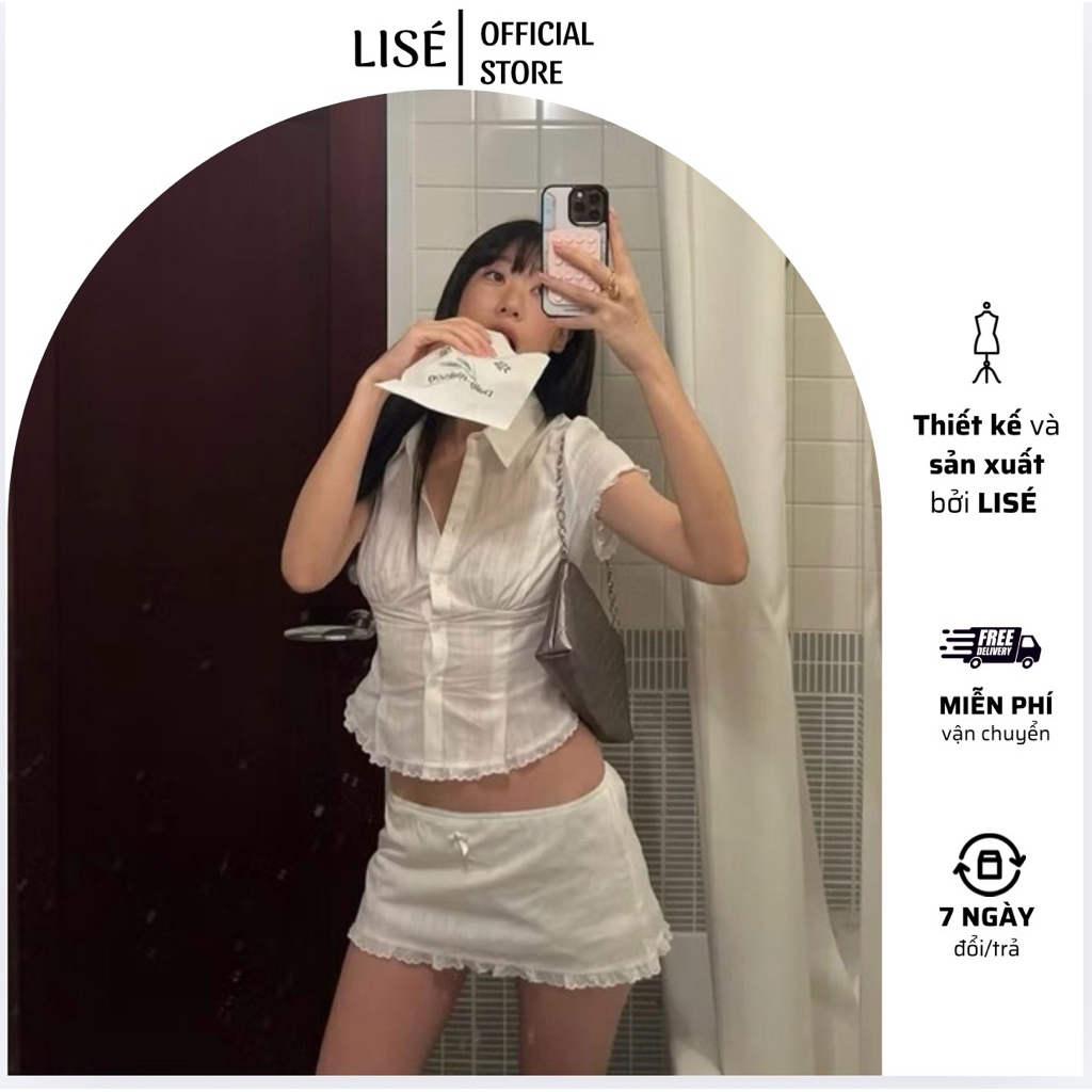 Lise clothing Y2K ชุดเสื้อและกระโปรงเอวต่ําสไตล์เลดี้ Lina Set