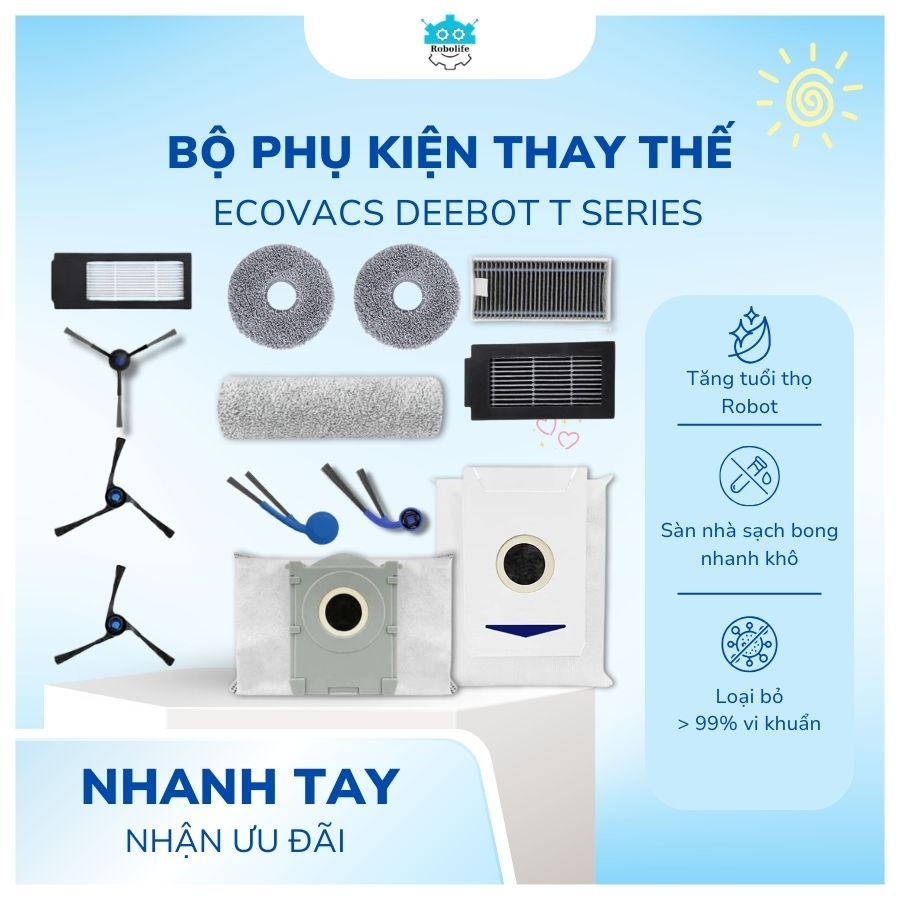 อุปกรณ์เสริมทดแทนสําหรับเครื่องดูดฝุ่นหุ่นยนต์ Ecovacs Deebot T Series T20/T30/T50/T80 Series