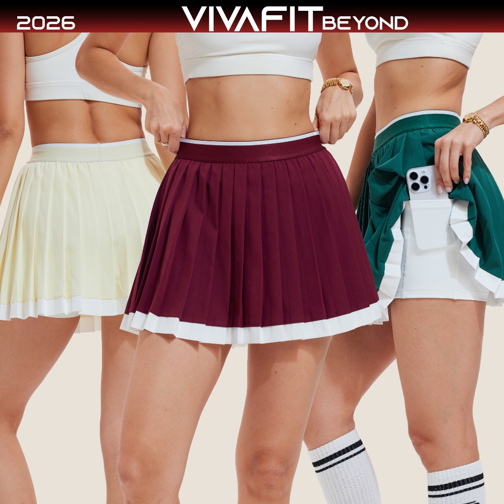 COSLEAF Lunar Poly กระโปรงกีฬาผู้หญิงยืดหยุ่นมีกระเป๋าข้าง รองรับ Pickleball, Tennis, Golf