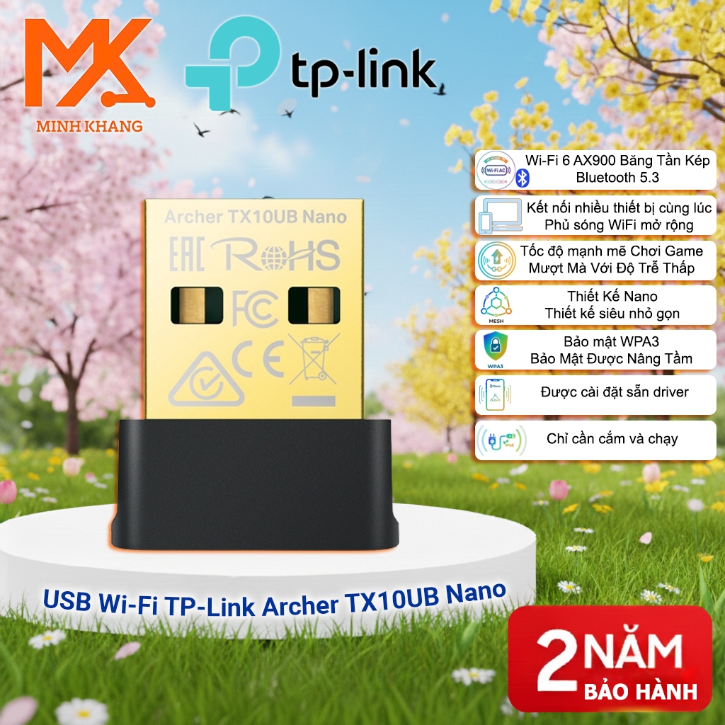 TP-Link Archer TX10UB Nano – USB Wi-Fi 6 AX900 & Bluetooth 5.3 สําหรับพีซี/แล็ปท็อป ขนาดกะทัดรัด Plu