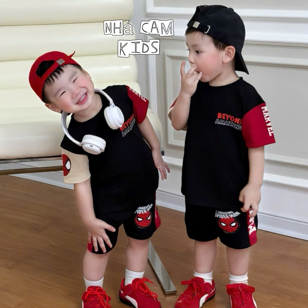BeYond Baby Thigh Set ชุดแมงมุมแขนสั้นสีดําผสมแดง - Orange House