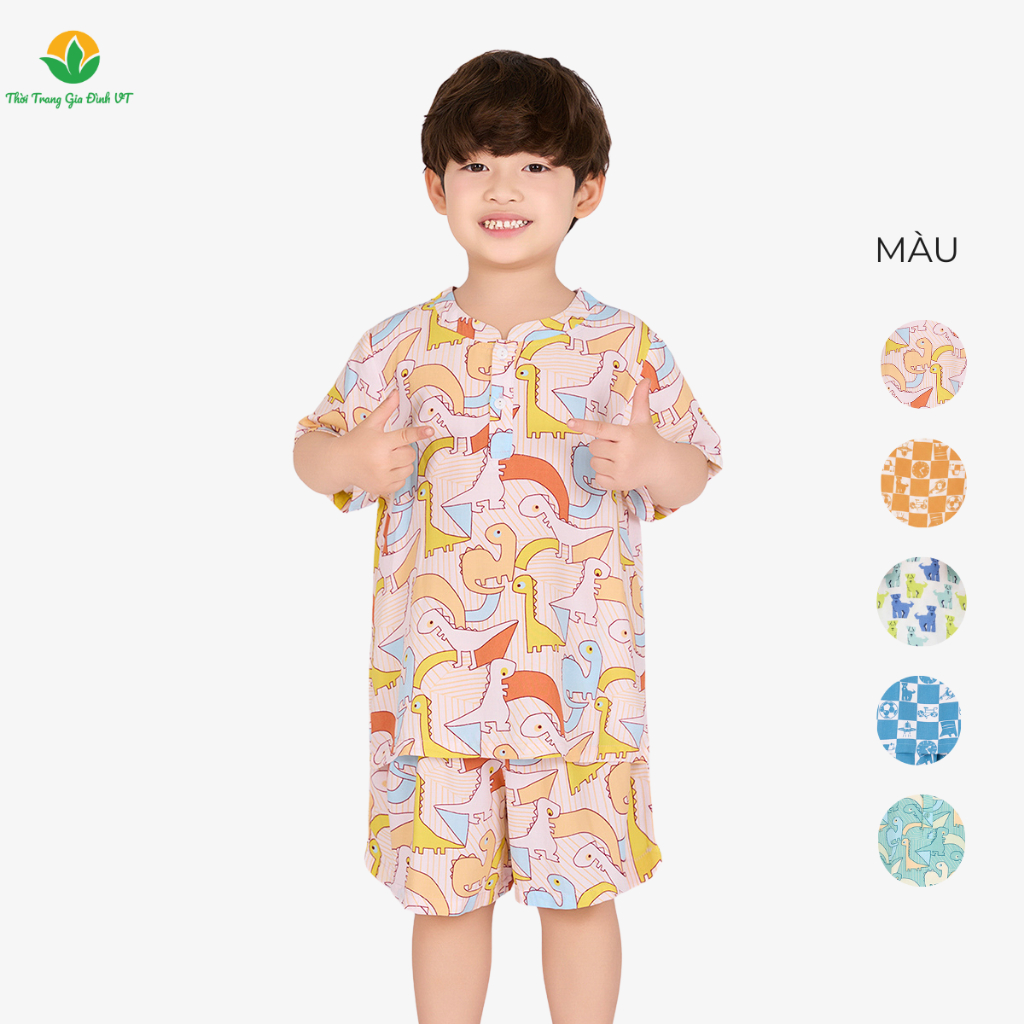 Viet Thang แฟชั่นเด็กชายลินิน ชุดลําลอง กางเกงขาสั้น เสื้อแขนกุด คอปกรถไฟ B63.6009