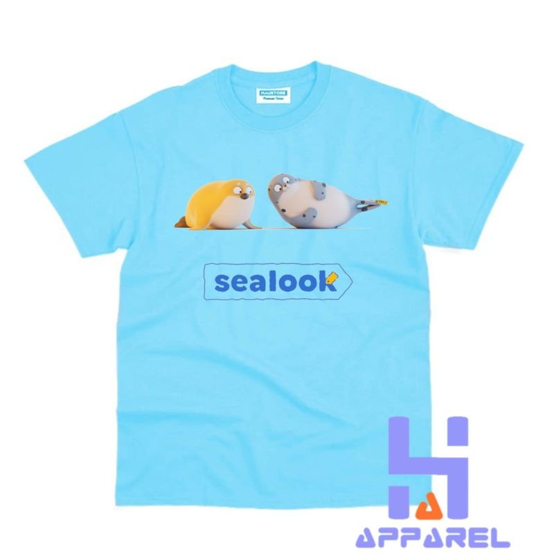 เสื้อยืดสําหรับเด็กชายและเด็กหญิงพิมพ์ลาย SEALOOK CARTOON นุ่มและเท่ 4 ทิศทางยืดเสื้อยืดเด็กผ้าโพลีค