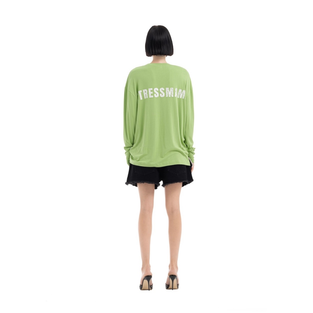 STESSMAMA - FW25 HOTEL MAMA LONGSLEEVE RELAX FIT WASABI GREEN - เสื้อยืดแขนยาวสําหรับผู้ชายและผู้หญิง