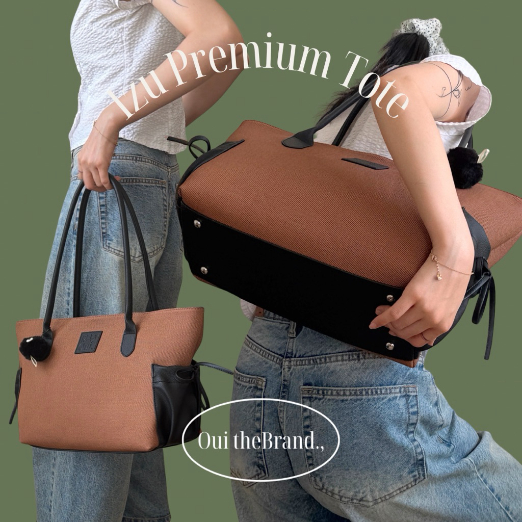 [ Free Charm Random ] Izu Premium Tote - IZU Premium Long Strap Tote Bag ( Ouithebrand )