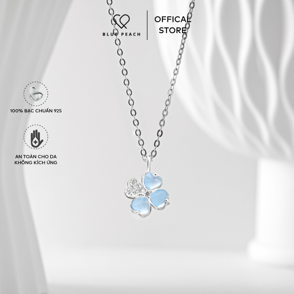 925 สร้อยคอเงิน Blue Peach DC Four Leaf Clover Moonstone Heart V1 DC868 DC867 DC899