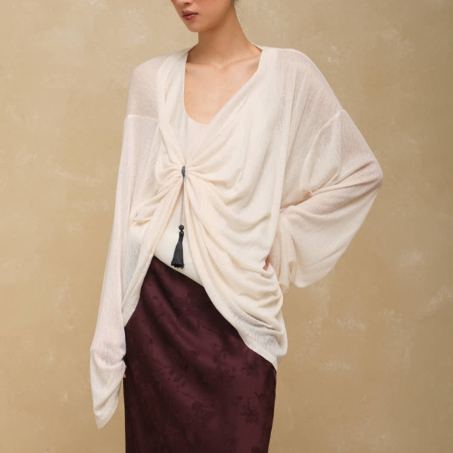 Omai Premium- RAVIE TOP - เสื้อปาดไหล่ไหมพรม - TA40