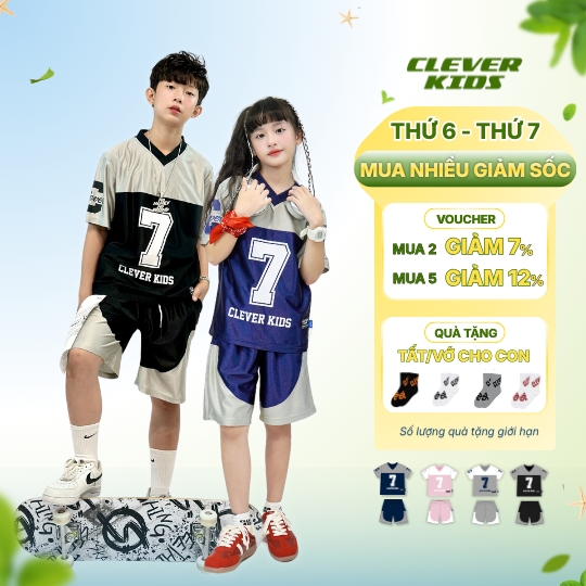 CLEVER KIDS ชุดพิมพ์หมายเลข 7 สําหรับเด็ก - ผ้าฝ้ายเนื้อเนียนเย็น