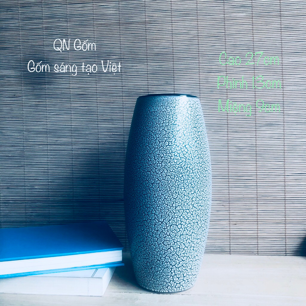 แจกันดอกไม้เซรามิกเคลือบแตกคุณภาพสูงสูง 27 ซม. ของขวัญที่มีความหมาย QN58