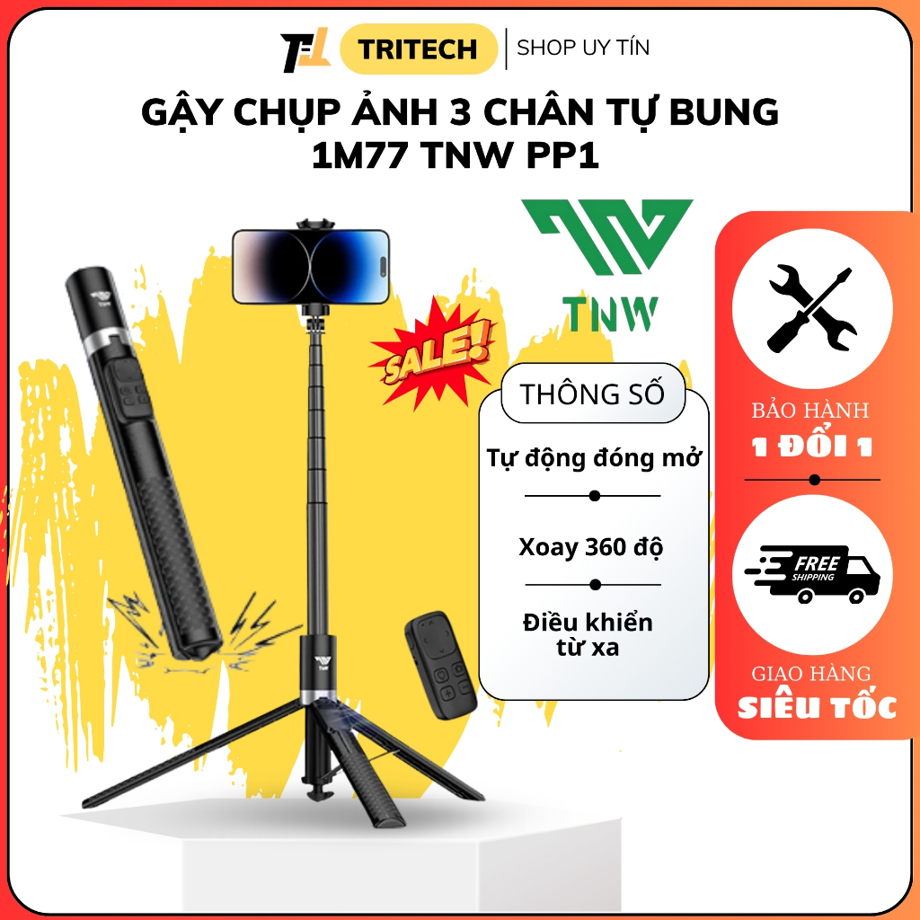 TNW PP1 Self-Opening ขาตั้งกล้อง Selfie Stick 1m77 Selfie ขาตั้งกล้อง Stick บลูทูธซูม Selfie Stick