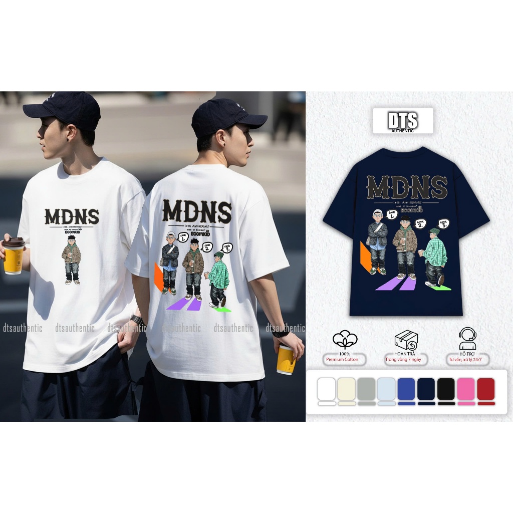 เสื้อยืดคอกลม MDNS HUMAN MODEL สไตล์ผู้ชายและผู้หญิงคุณภาพสูง ผ้าคอตตอนยืดคุณภาพสูง