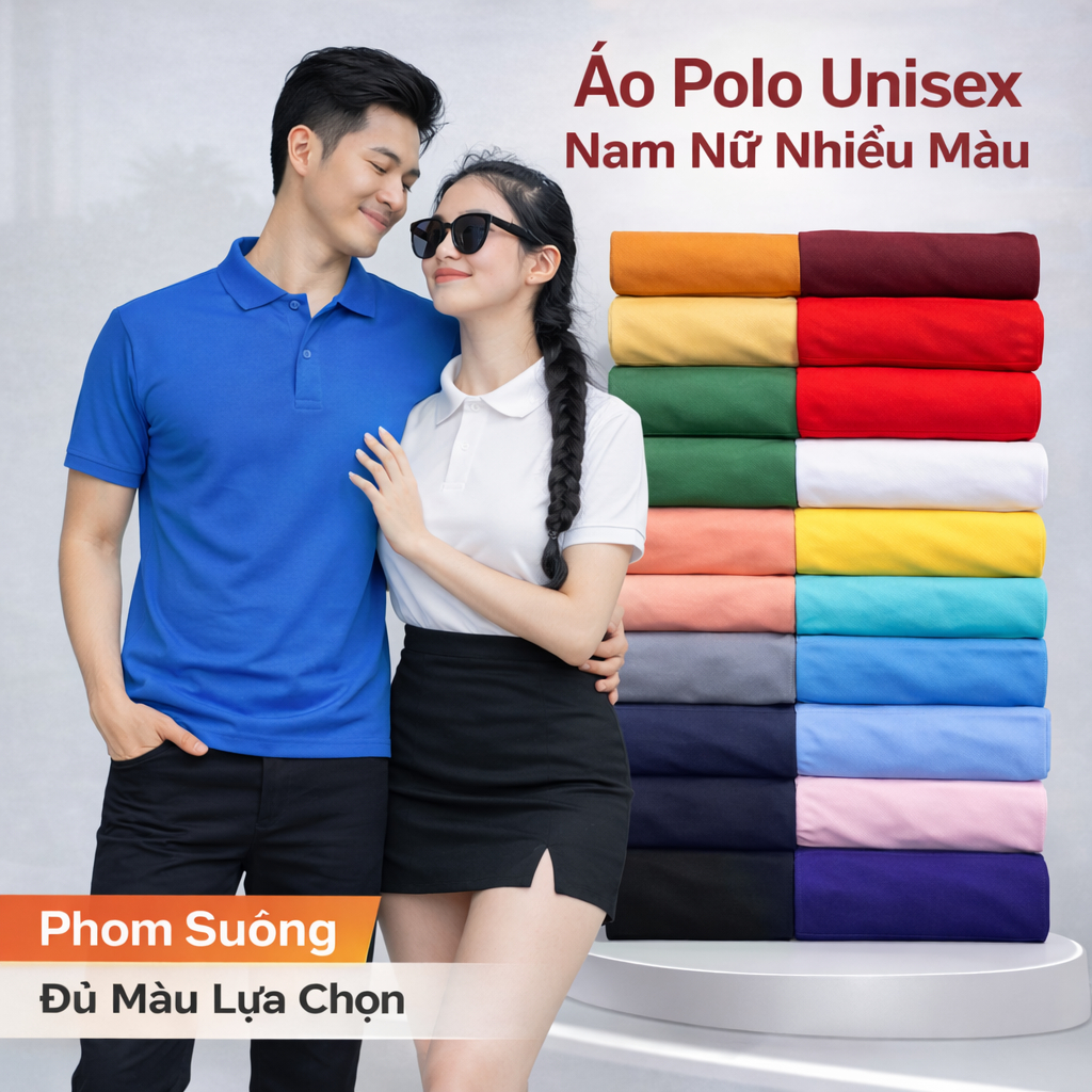 THOITRANG24H เสื้อยืดคอปกหลากสีสําหรับผู้ชายและผู้หญิงในผ้าจระเข้ 4 ทางสุดเท่และยืด