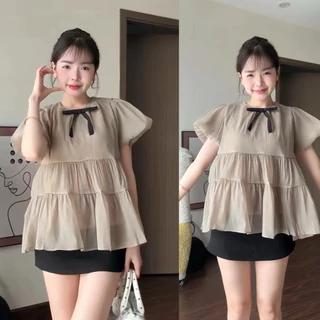 (เสื้อมีโบว์ / 2 ชั้น) เสื้อเบลาส์สไตล์ เบบี้ดอลล์ สุดสวยเลดี้แขนบาน นางสาว131