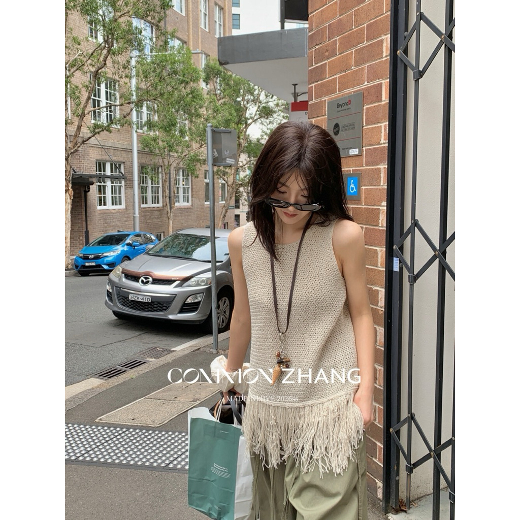 CZ ZHANG] เสื้อถักกลวงถักฝอย