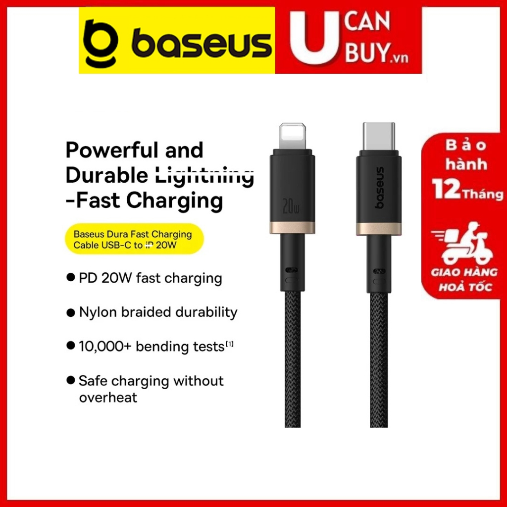 สายชาร์จเร็ว Baseus PD 20W, สายชาร์จเร็ว Baseus Dura Series Type-C ถึง Lai-nin 20W