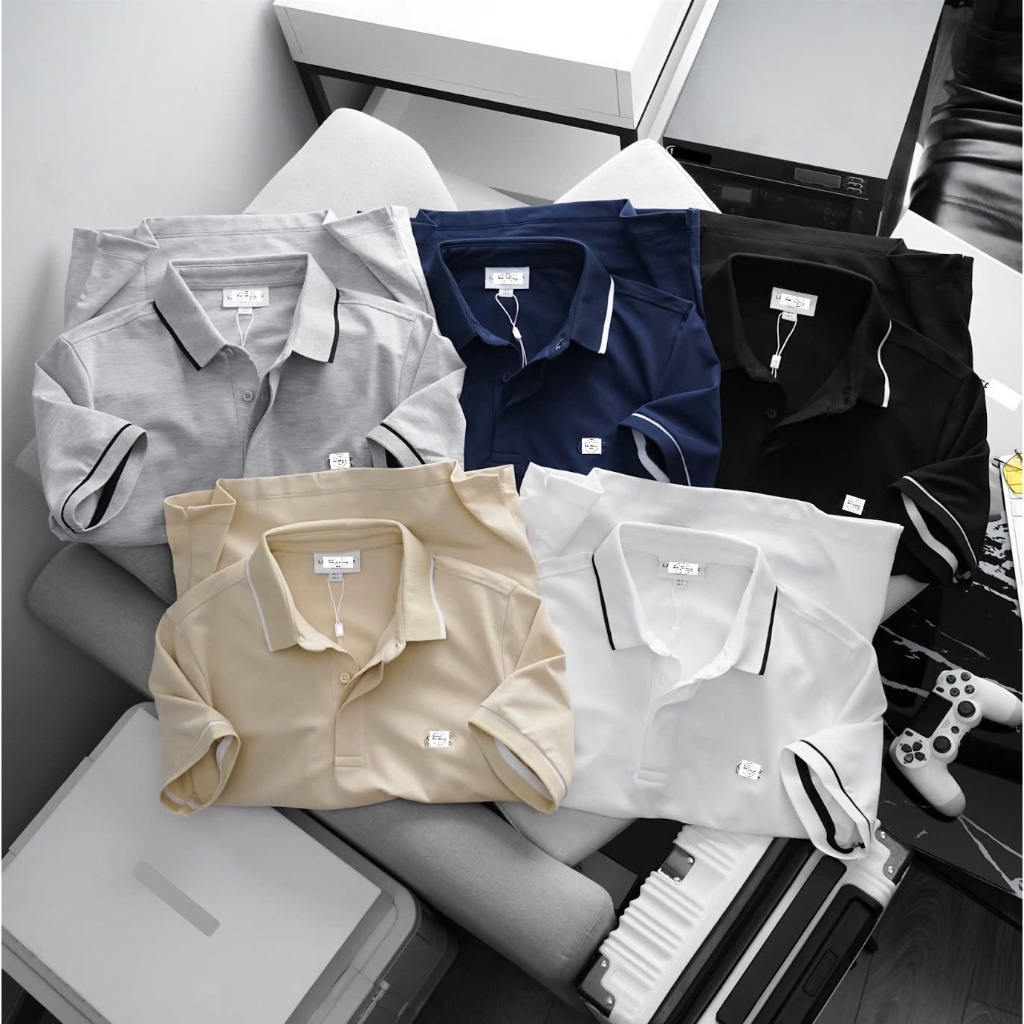 เสื้อโปโลคลุมกระดุมชาย,รูปแบบ LCS Slimfit,ผ้าคอตตอน 4C นุ่มพิเศษ,มาตรฐานระดับเสียง VNXK