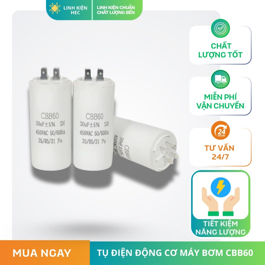 ตัวเก็บประจุมอเตอร์ปั๊มน้ําเฉพาะของแท้ CBB60 4uF-40uF 450V linhkienhec.