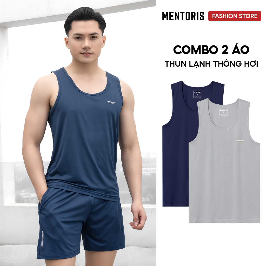 Combo 2 Mens Sports Tank Tops ผ้ายืดหยุ่นเย็นระบายอากาศ ยางยืดสุดๆ และสะดวกสบาย CB2MTT2504