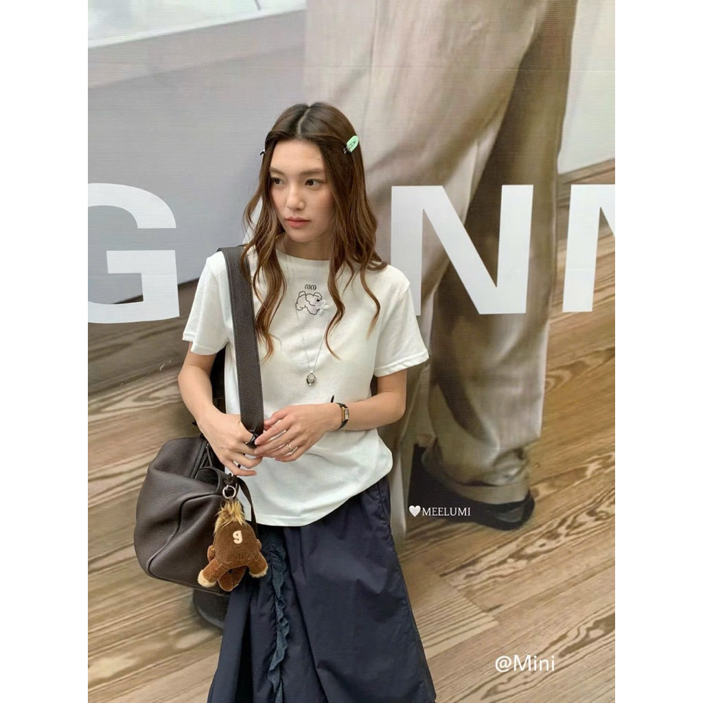 304MINI919 HA.HI สวมเสื้อยืดคอกลม เบลเซอร์พื้นฐานอ่อนเยาว์