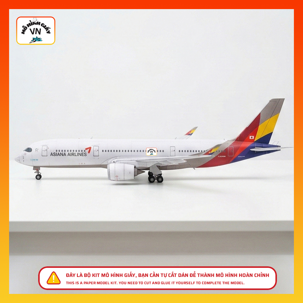 Airbus A350-900 Asiana Airlines Paper Model Assembly Kit 1/120 Scale วัสดุกระดาษคุณภาพสูง-Mohinhgiay